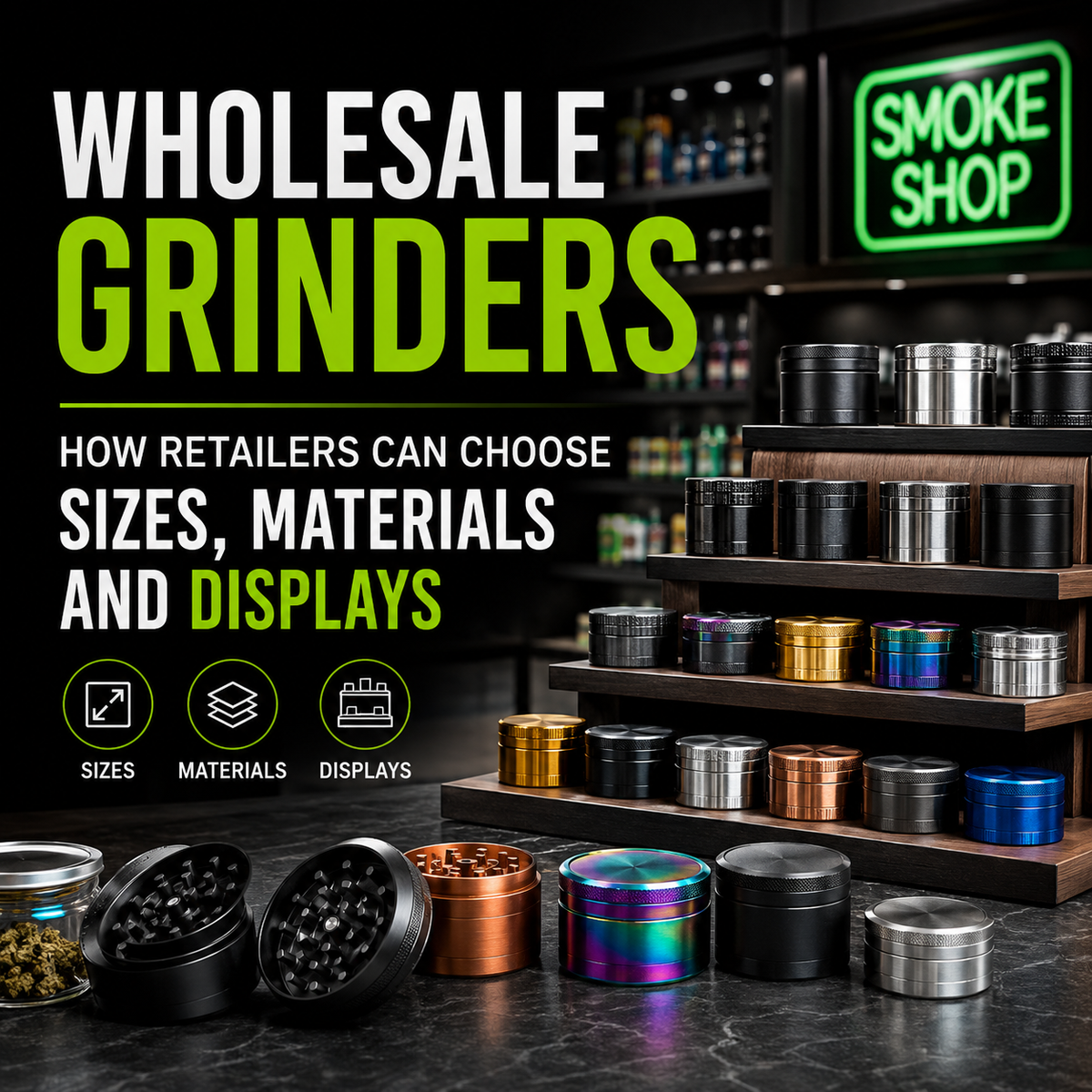 Wholesale Grinders: How Retailers Can Choose Sizes, Materials and Displays