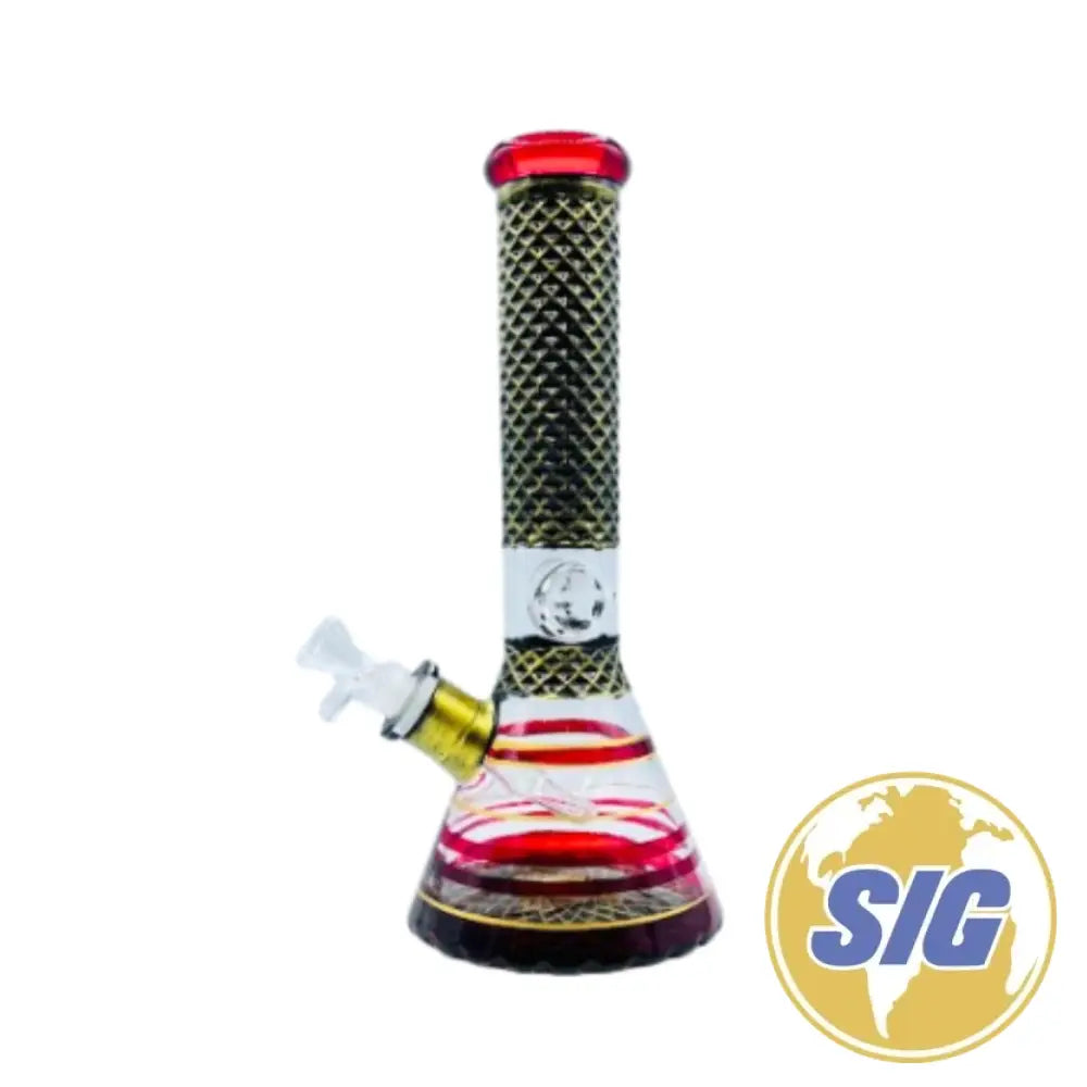 Colored Accents Beaker Water Pipe |Ref: RG 231| - Red