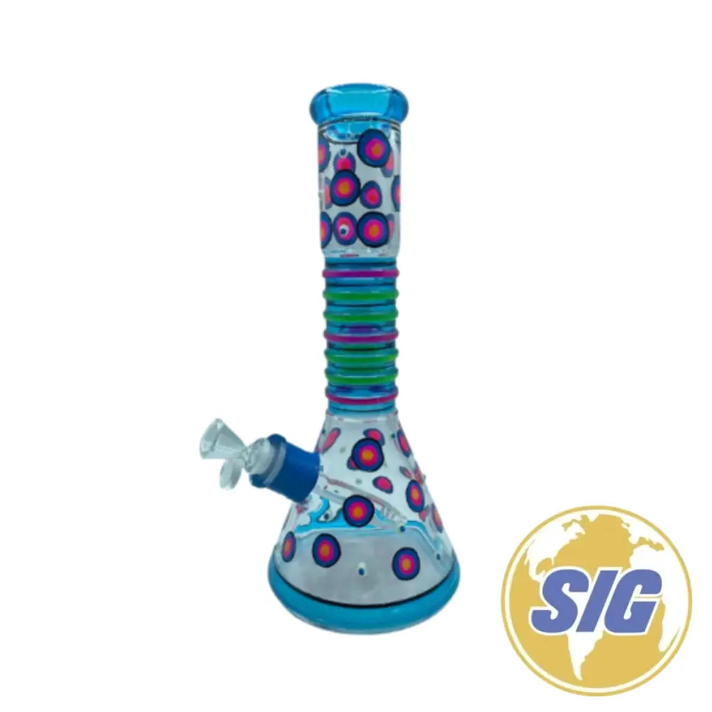 Colored Dots Beaker Water Pipe |Ref: RG 230| - Blue
