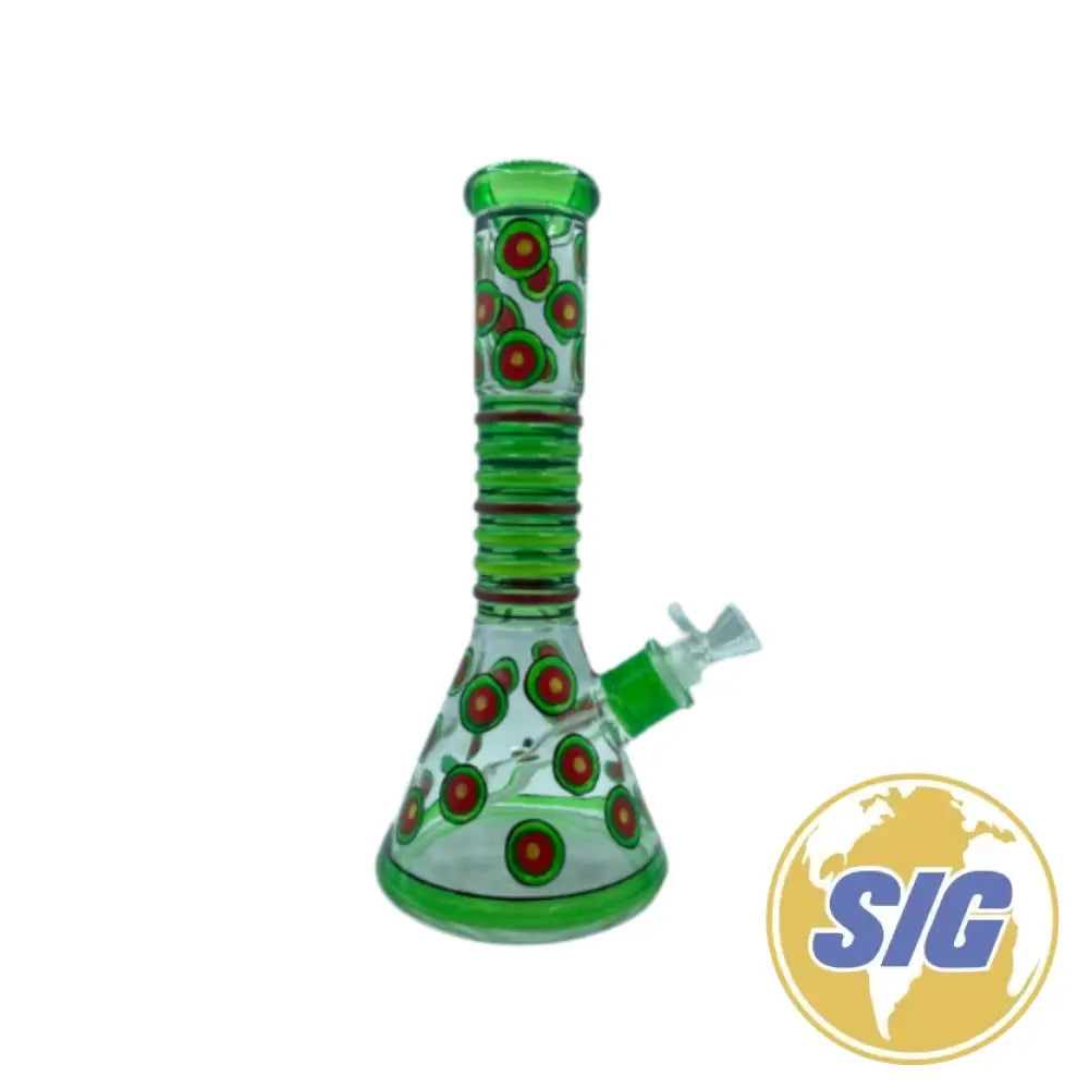 Colored Dots Beaker Water Pipe |Ref: RG 230| - Green