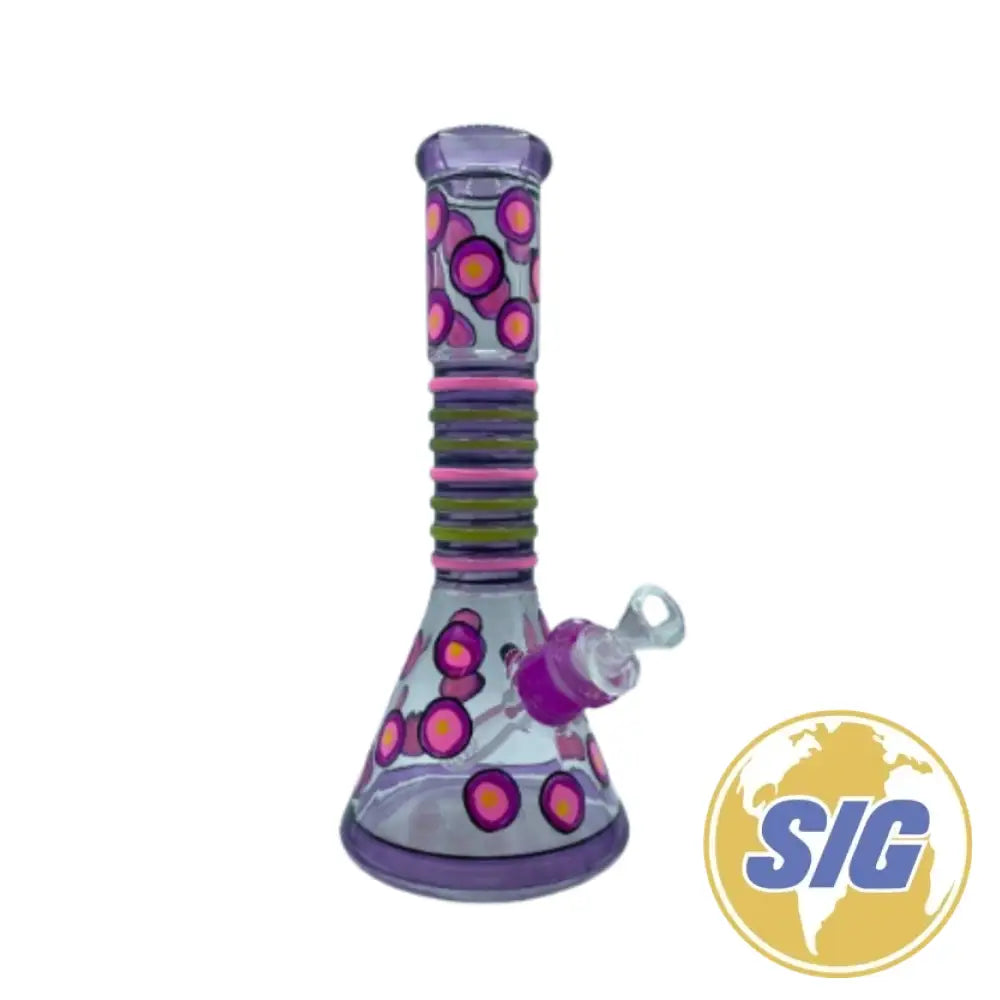 Colored Dots Beaker Water Pipe |Ref: RG 230| - Purple