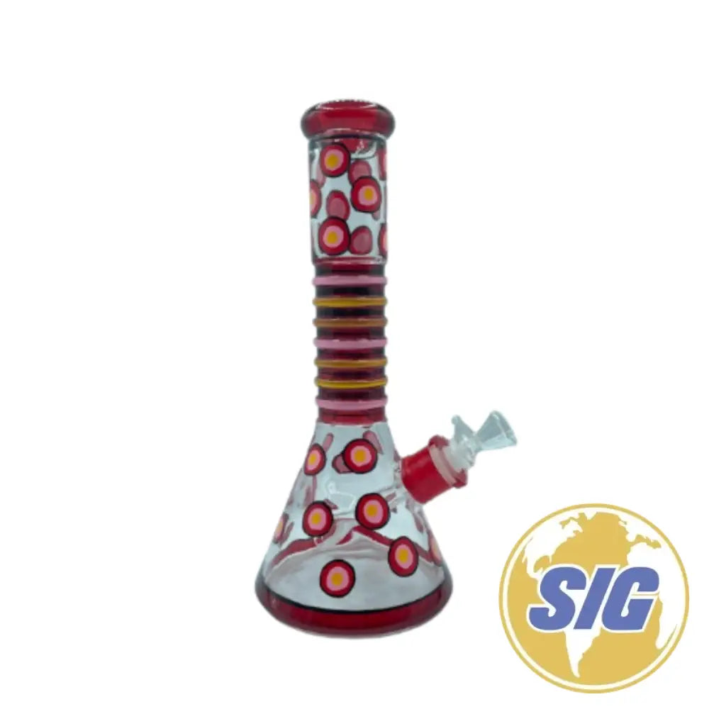 Colored Dots Beaker Water Pipe |Ref: RG 230| - Red