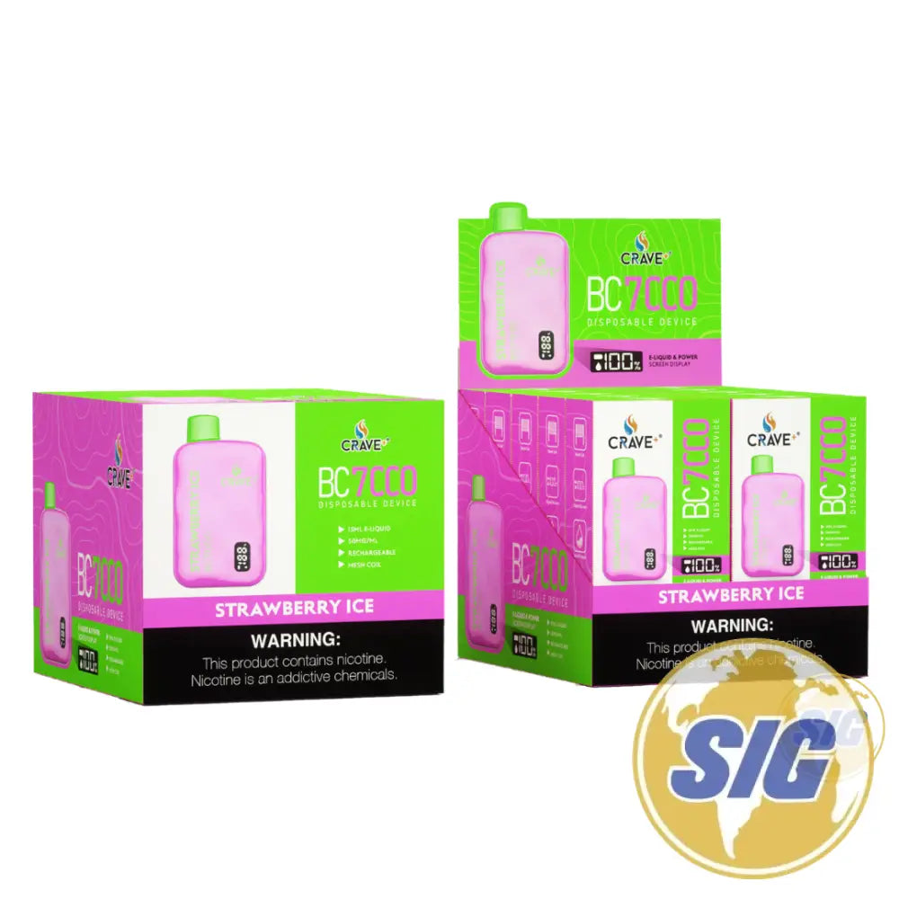 Crave BC7000 Disposable Vape - Strawberry Ice