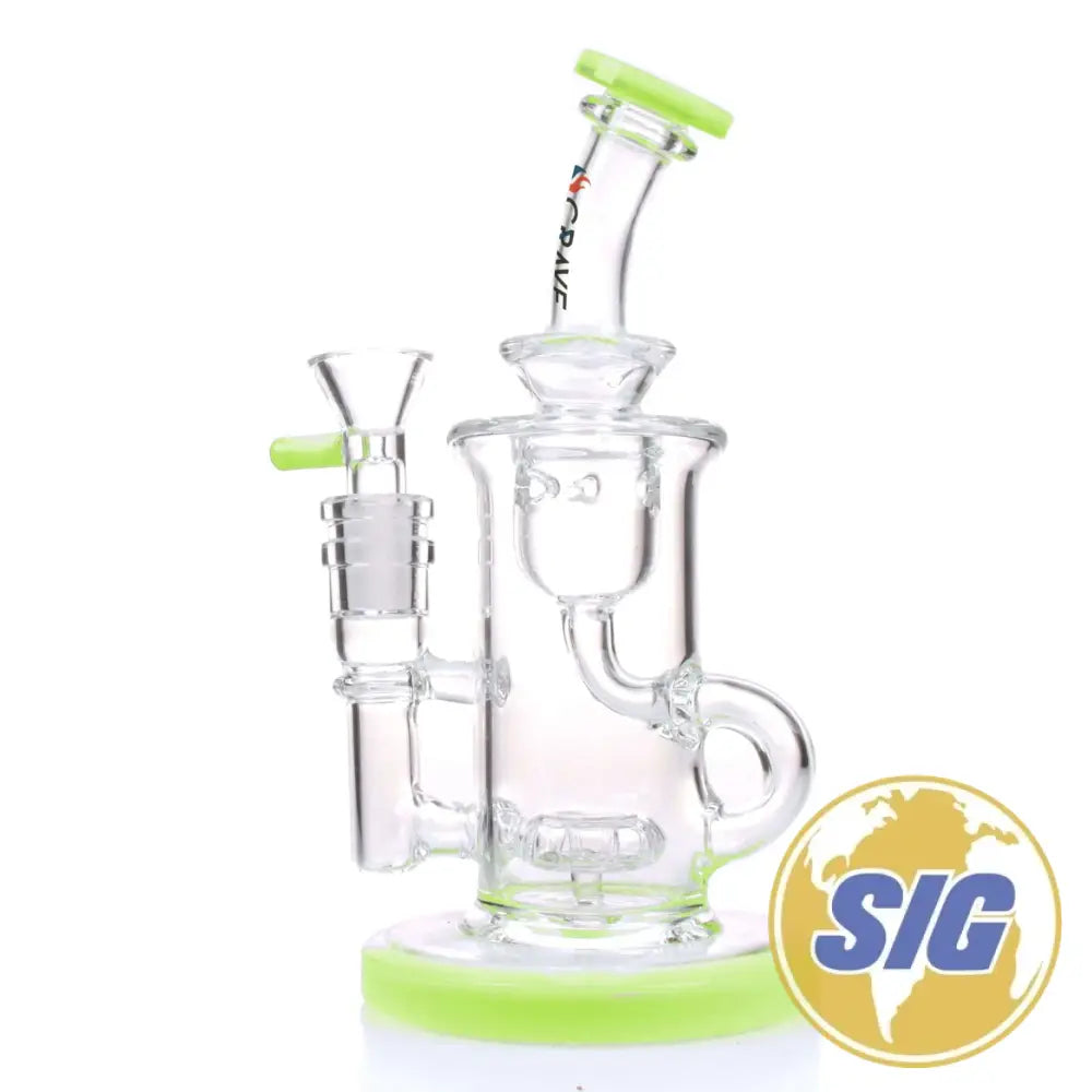 Crave Glass Double Perc Recycler |REF: WP CRO 1327| - Milk Green
