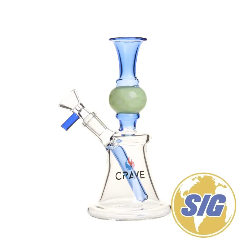 Crave Glass Fixed Downstem Water Pipe |REF: C-RO 1239| - Blue-D