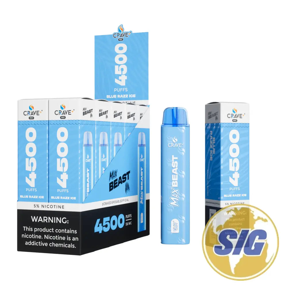Crave Max Beast 4500 Puffs Disposable Vape - BLUE RAZZ ICE