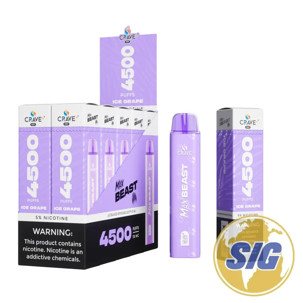 Crave Max Beast 4500 Puffs Disposable Vape - ICE GRAPE