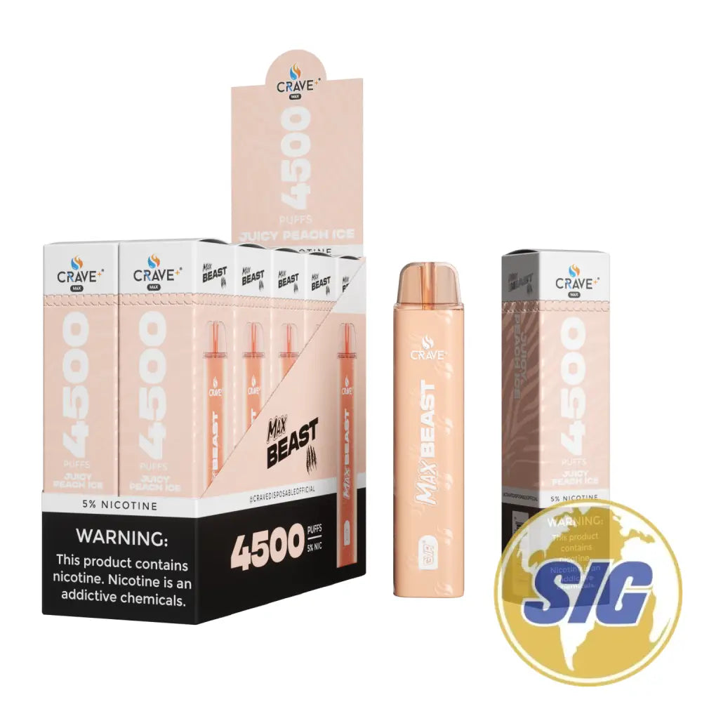 Crave Max Beast 4500 Puffs Disposable Vape - JUICY PEACH ICE