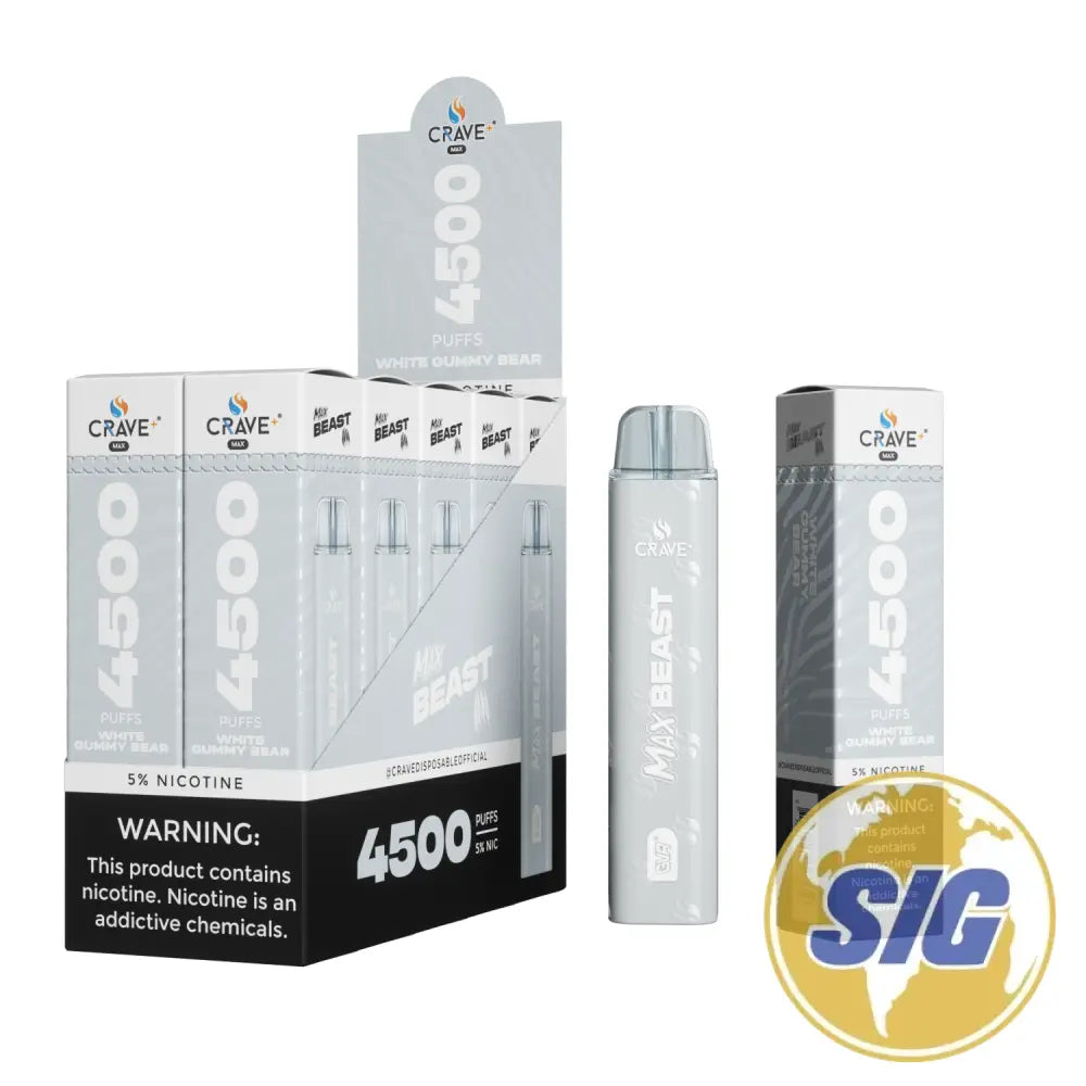 Crave Max Beast 4500 Puffs Disposable Vape - WHITE GUMMY ICE