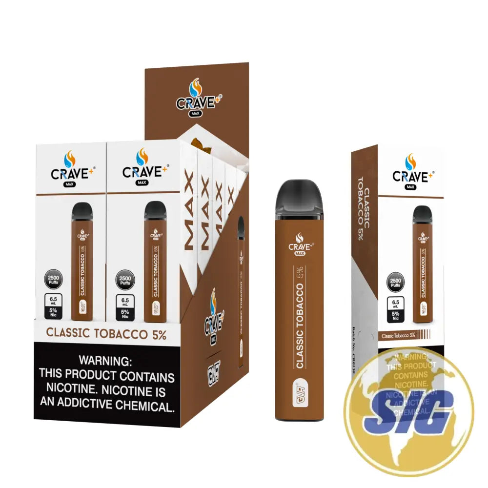 Crave Max Mesh Coil 2500 Puffs Disposable Vape - CLASSIC TOBACCO 5% 