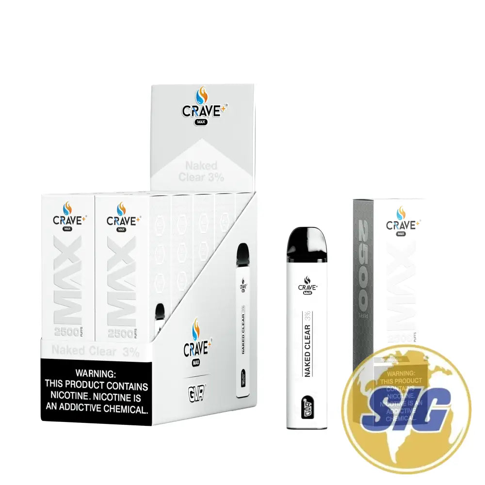 Crave Max Mesh Coil 2500 Puffs Disposable Vape - NAKED CLEAR 3% 