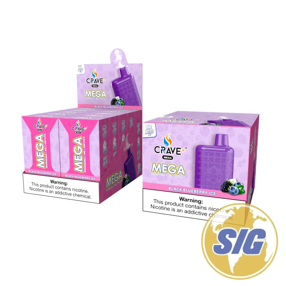 Crave Mega Leather Disposable 5500 Puffs - Black Blueberry Ice