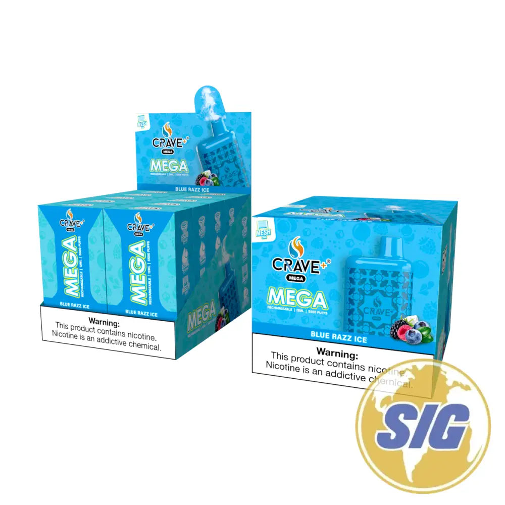 Crave Mega Leather Disposable 5500 Puffs - Blue Razz Ice