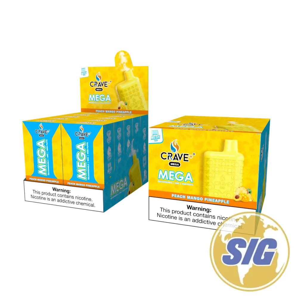 Crave Mega Leather Disposable 5500 Puffs - Peach Mango Pineapple