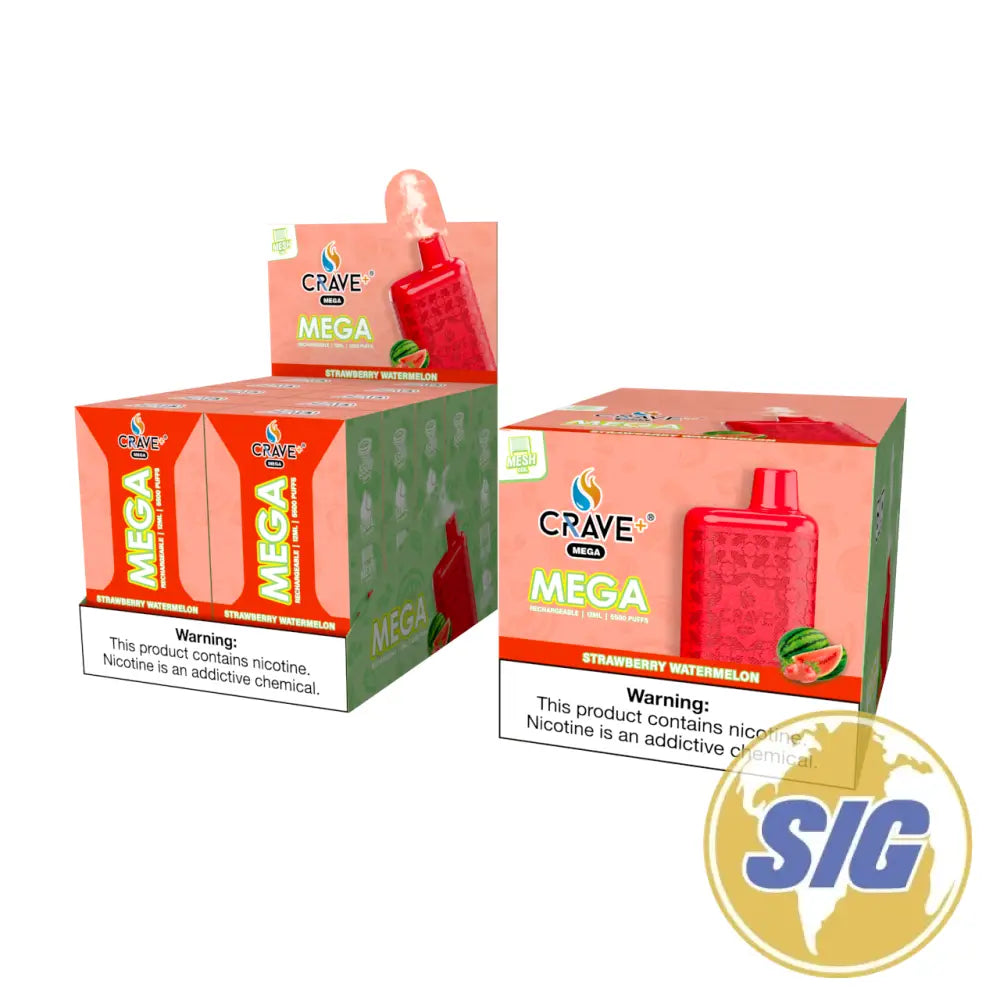 Crave Mega Leather Disposable 5500 Puffs - Strawberry Watermelon