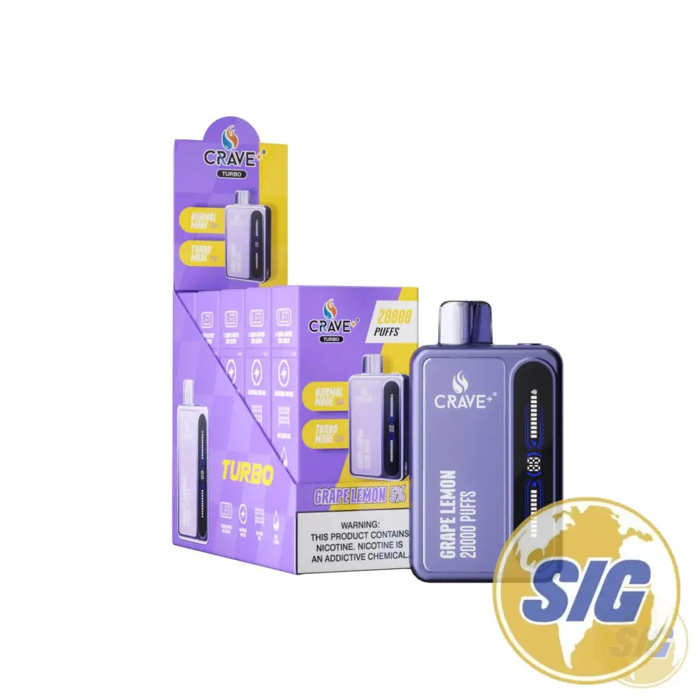 Crave Turbo 20000 Puffs Disposable Vape - Grape Lemon