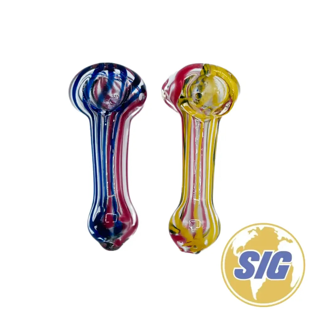 Double Swirl Stripe Hand Pipe |REF: HP 279|