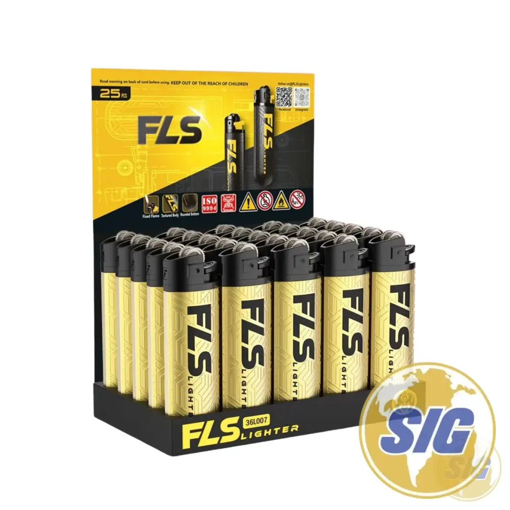 FLS Lighter 25CNT Display |Design Solid Colors| - GOLD