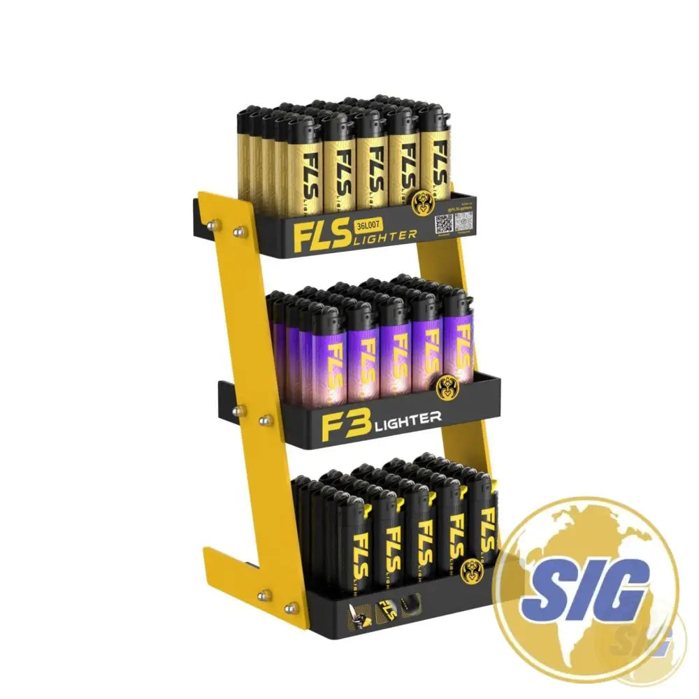 FLS Lighter 3 Tier Display 75 CNT - DISPLAY SOLID COLORS