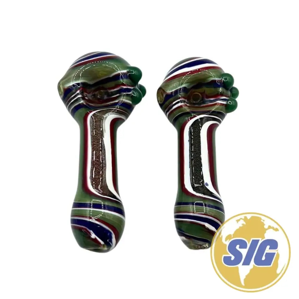 Green Striation Hand Pipe |REF: HP 142|