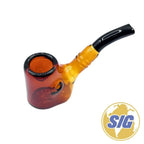 Multihued Glass Hand Pipe |REF: HP 348| - Amber