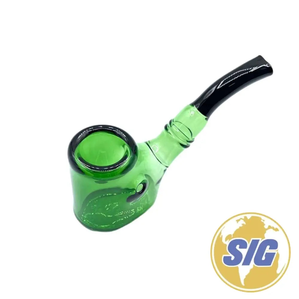 Multihued Glass Hand Pipe |REF: HP 348| - Green