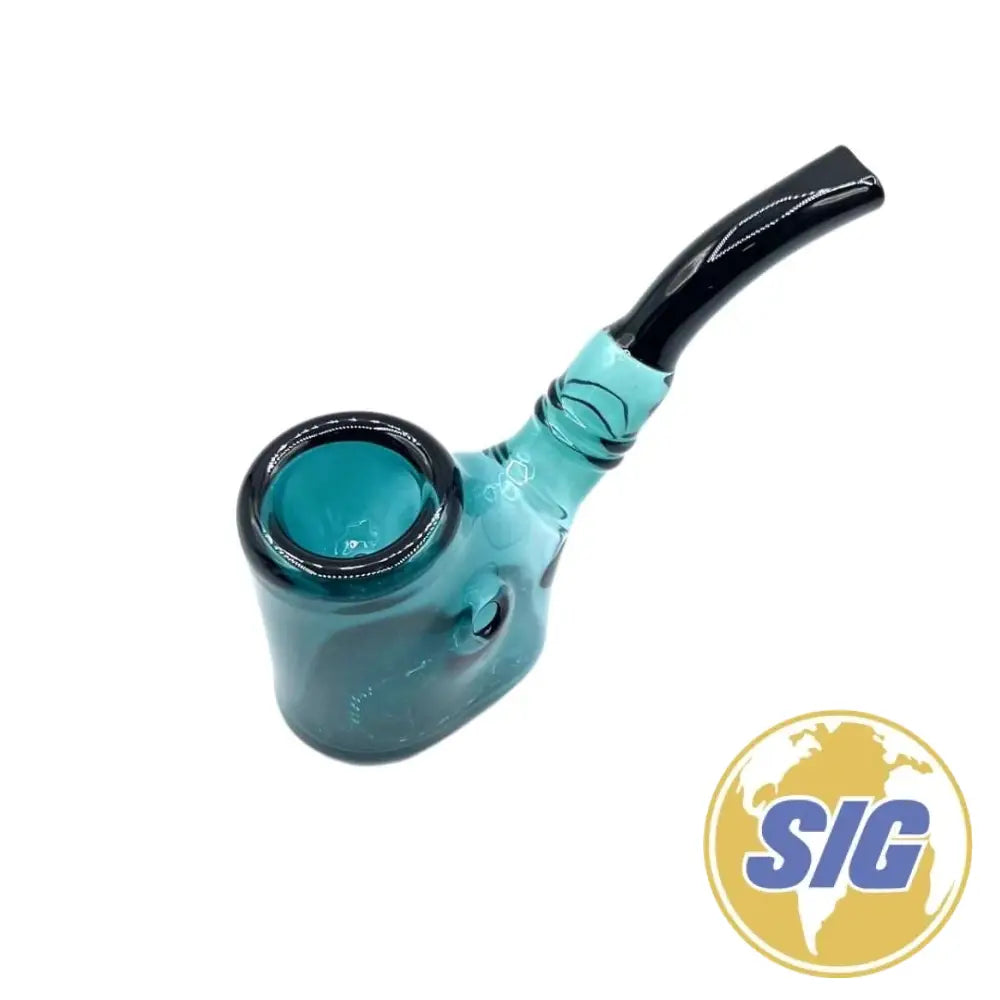 Multihued Glass Hand Pipe |REF: HP 348| - Teal