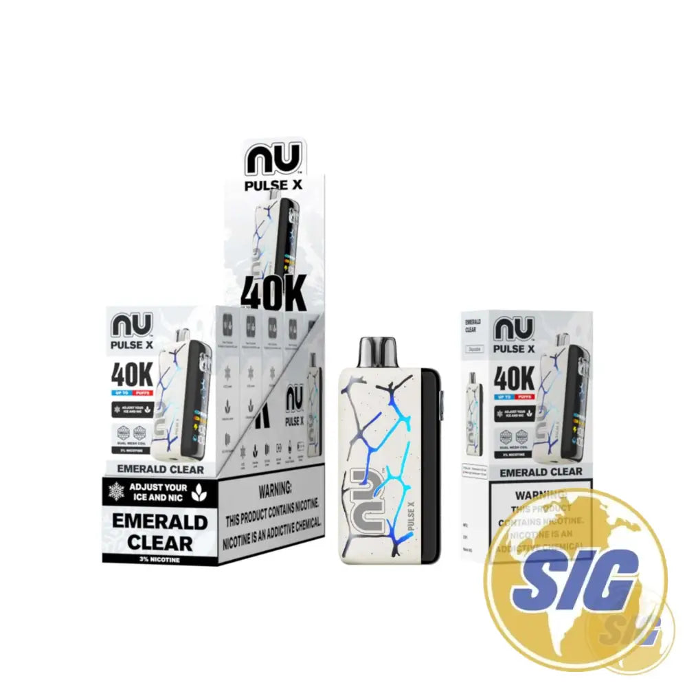 NU Pulse X 40k Puffs Ice Control Disposable Vape - Emerald Clear 3% 