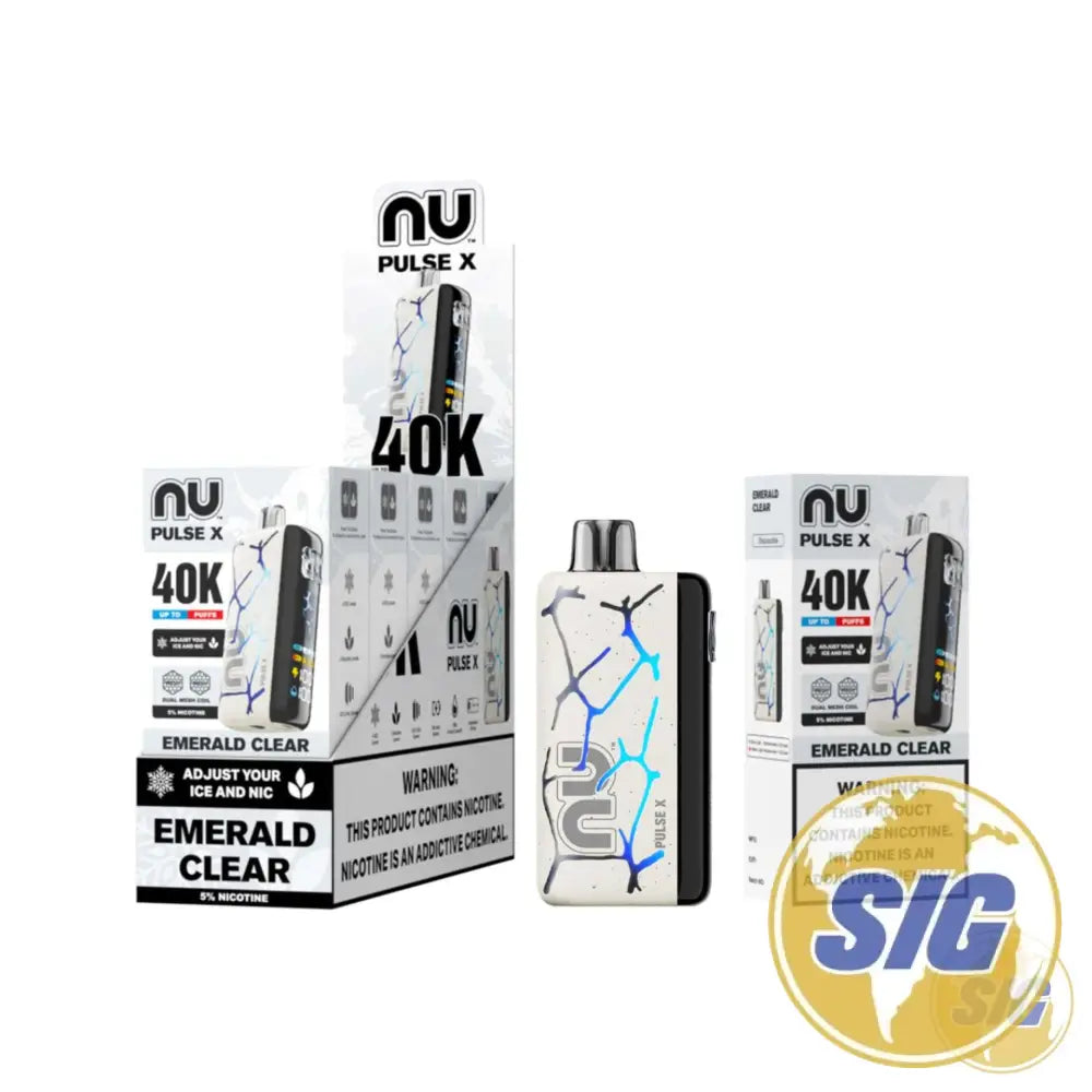 NU Pulse X 40k Puffs Ice Control Disposable Vape - Emerald Clear 5% 