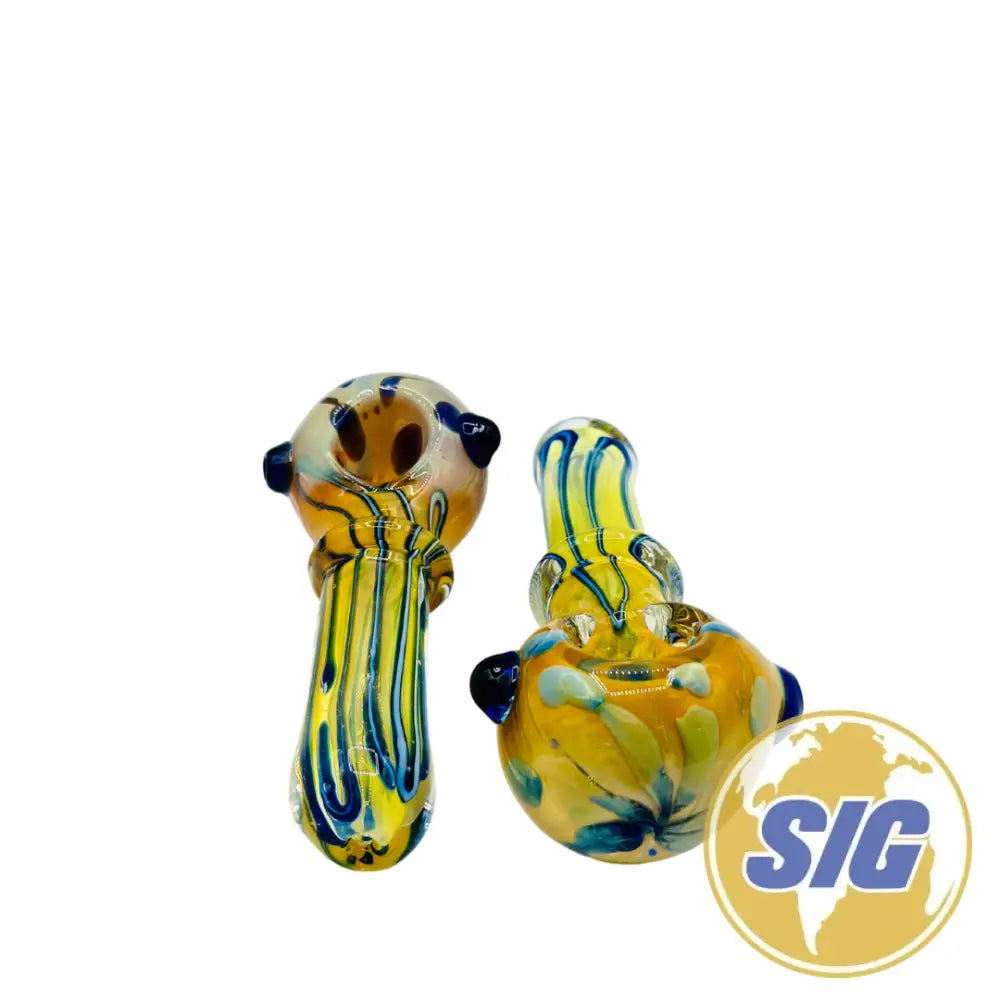 Orange Gradient w/ Blue Details Hand Pipe |REF: HP 172|