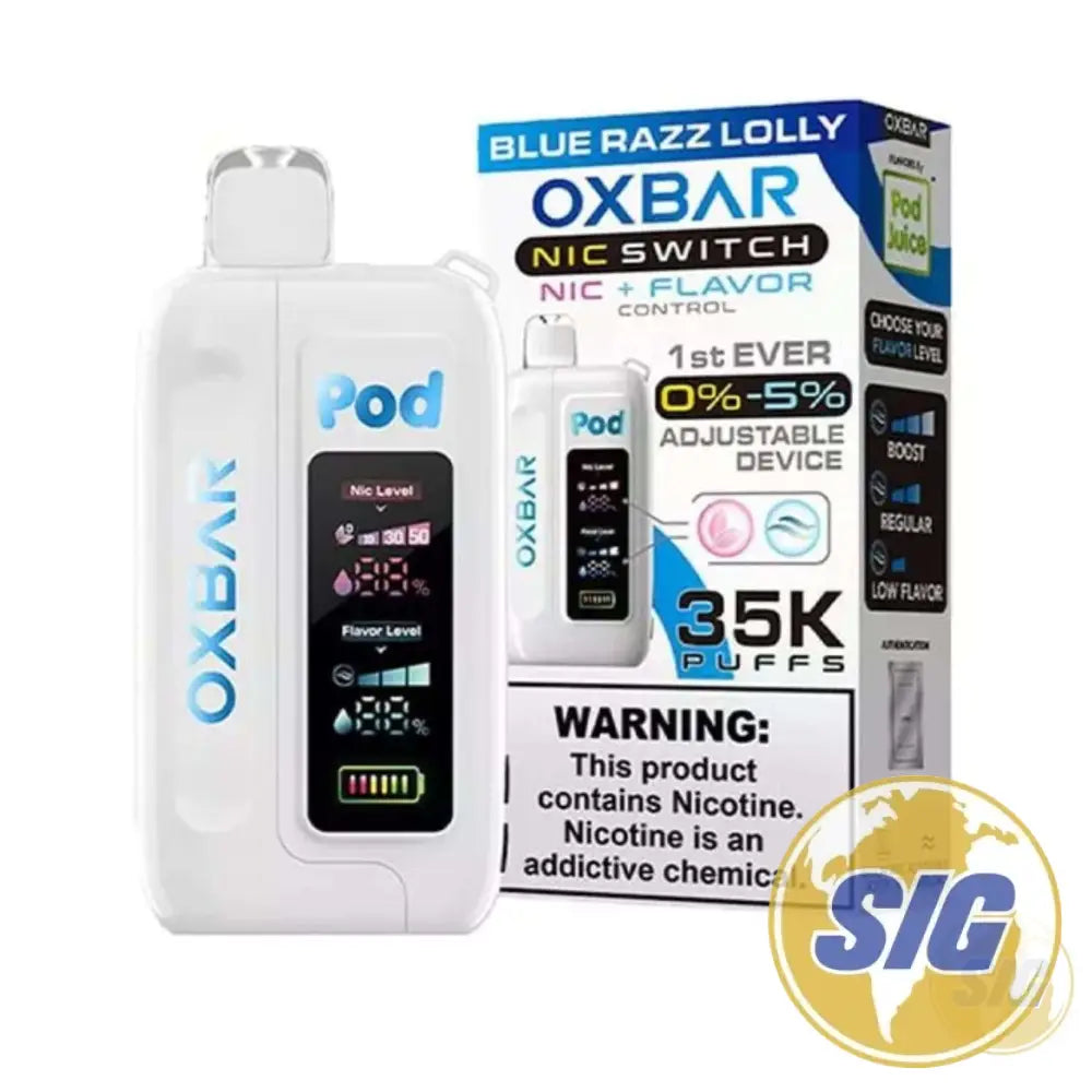 OX Bar x Pod Juice Nic Switch Control 35K Puffs Disposable - Blue Razz Lolly