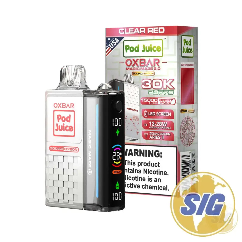 Oxbar x Pod Juice Magic Maze 2.0 30k Puffs Disposable - Clear Red 5% 