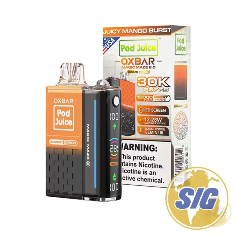 Oxbar x Pod Juice Magic Maze 2.0 30k Puffs Disposable - Juicy Mango Burst