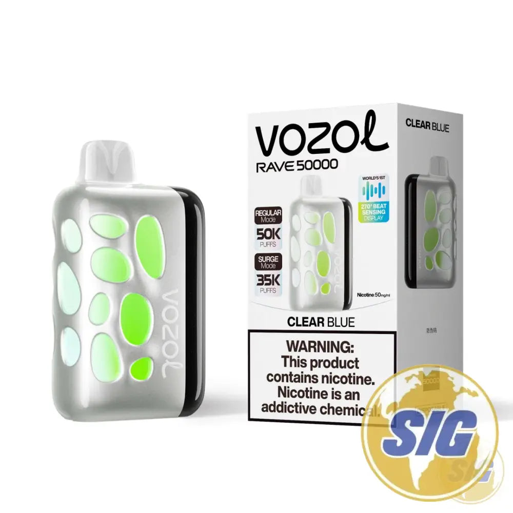 Vozol Rave 50k Puff Disposable Vape - Clear Blue