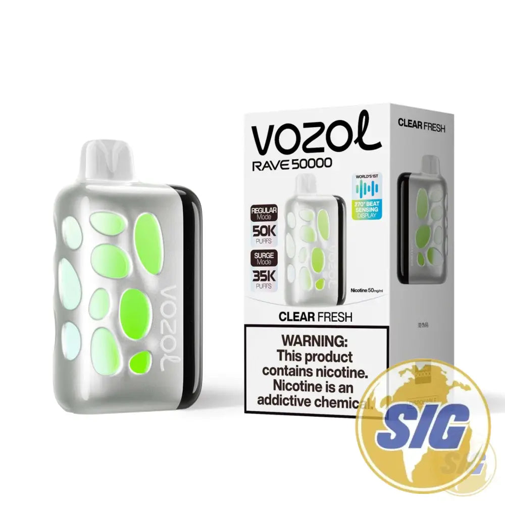 Vozol Rave 50k Puff Disposable Vape - Clear Fresh