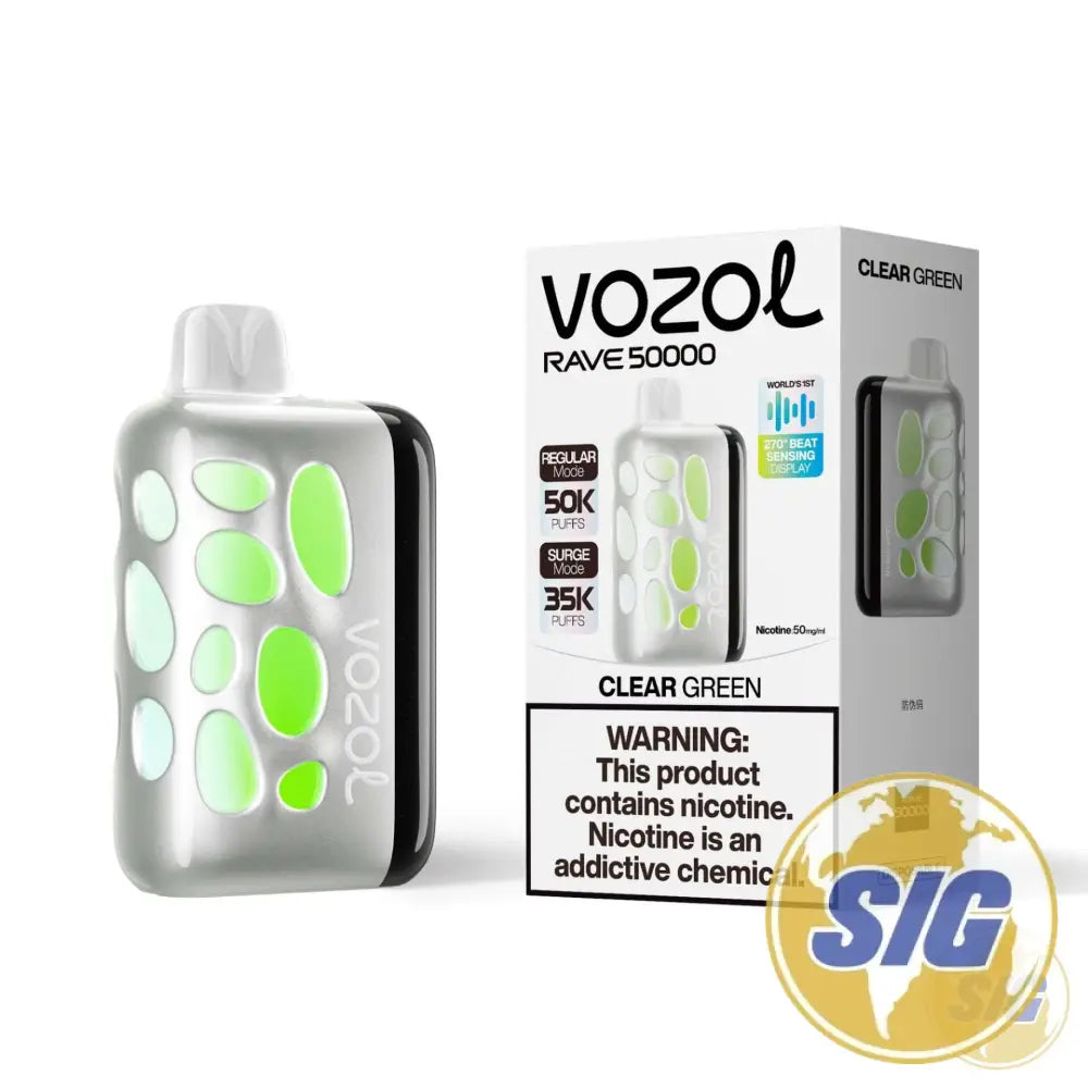 Vozol Rave 50k Puff Disposable Vape - Clear Green