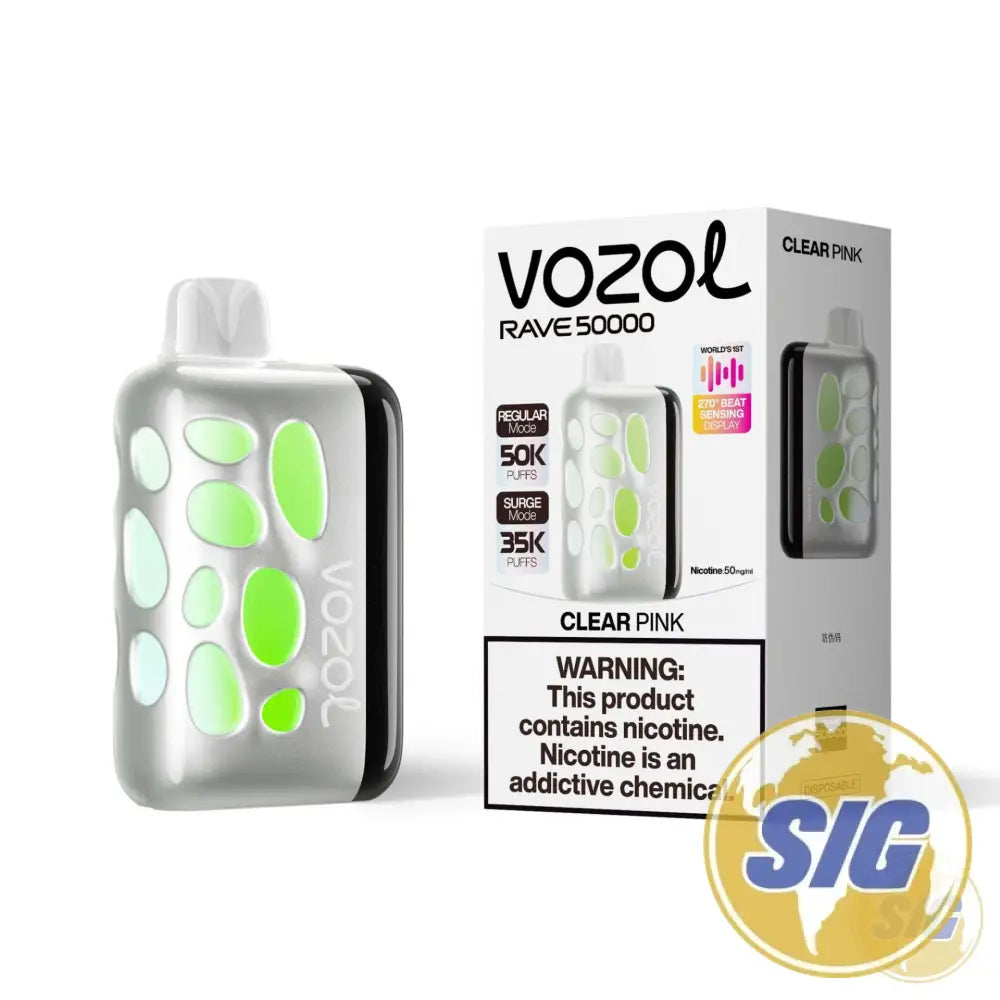 Vozol Rave 50k Puff Disposable Vape - Clear Pink
