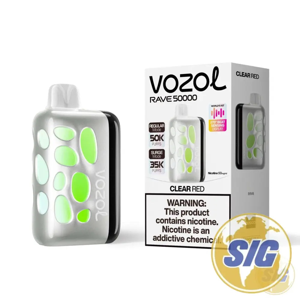 Vozol Rave 50k Puff Disposable Vape - Clear Red