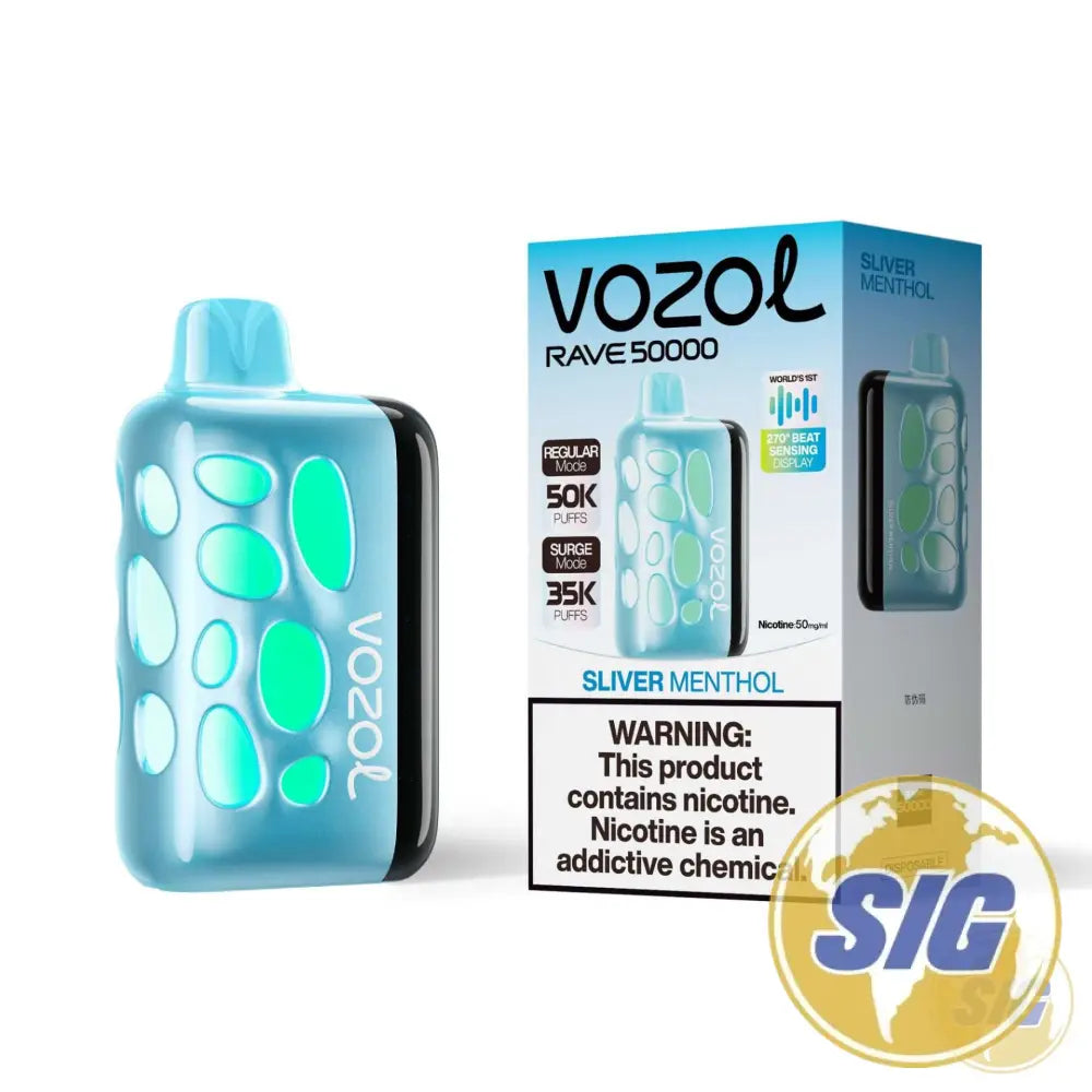 Vozol Rave 50k Puff Disposable Vape - Silver Menthol