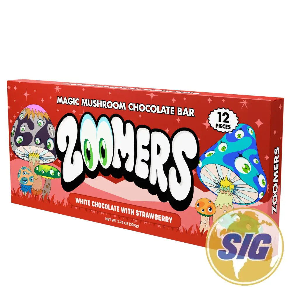 Zoomers Magic Mushroom Chocolate Bar - White Chocolate & Strawberry
